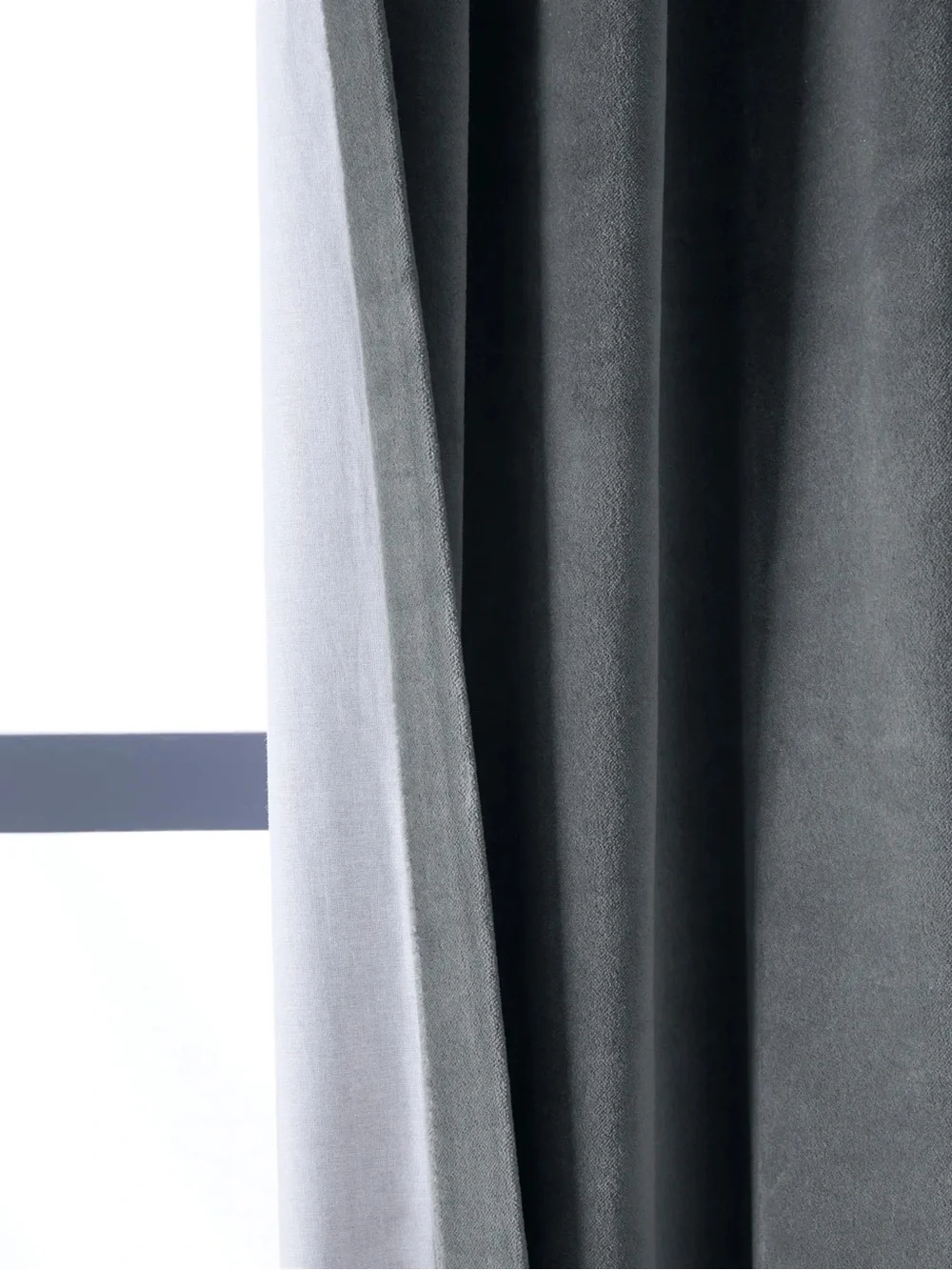 QUINCE 1 48x84 Cotton Velvet Curtain Slate 9782